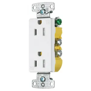 HUBBELL WIRING DEVICE-KELLEMS RRD15SWTR Receptacle, Decorator Duplex, Flush Mount, 15A, 125V AC | BD4NTG 55MU61