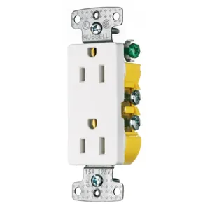 HUBBELL WIRING DEVICE-KELLEMS RRD15W Receptacle, Decorator Duplex, Flush Mount, 15A, 125V AC | BC7WZP 2JFT4