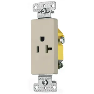 HUBBELL WIRING DEVICE-KELLEMS RRD201AL Single Decorator Receptacle, Self Grounding, 20A, 125V, 2-Pole, Almond | CE6RTV