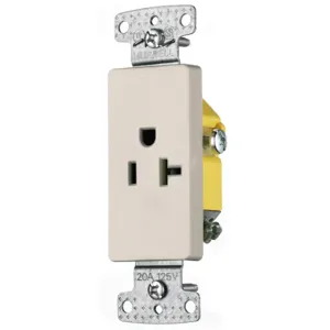 HUBBELL WIRING DEVICE-KELLEMS RRD201LA Single Decorator Receptacle, Self Grounding, 20A, 125V, 2-Pole, Light Almond | BC9QKB