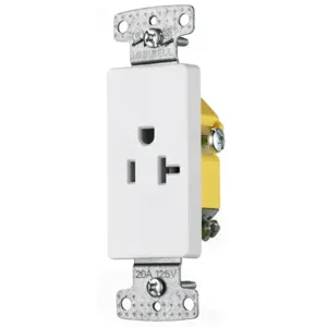 HUBBELL WIRING DEVICE-KELLEMS RRD201W Receptacle, Decorator Single, 20A, 125V, 2-Pole, Self Grounding, White | BD4XGX