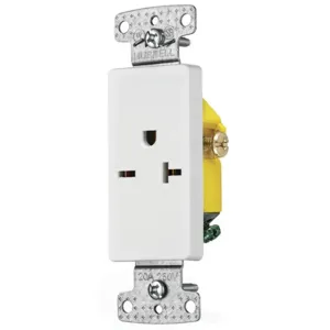 HUBBELL WIRING DEVICE-KELLEMS RRD205W Receptacle, Decorator Single, 20A, 250V, 2-Pole, White | BC9QKC