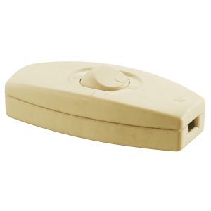 HUBBELL WIRING DEVICE-KELLEMS RS101I Inline Cord Switch, Heavy Duty, 6A 125V, Ivory | BD4XYM