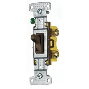 HUBBELL WIRING DEVICE-KELLEMS RS115 Toggle Switch, Single Pole, 15A, 120VAC, Brown | BD2HFP