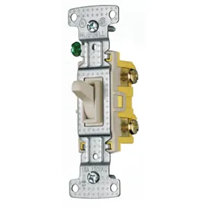 HUBBELL WIRING DEVICE-KELLEMS RS115AL Toggle Switch, Single Pole, 15A, 120VAC, Almond | CE6RVB