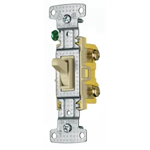 HUBBELL WIRING DEVICE-KELLEMS RS115I Toggle Switch, Single Pole, 15A, 120VAC, Ivory | BD6DYD