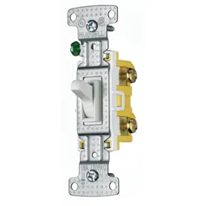 HUBBELL WIRING DEVICE-KELLEMS RS115ILW Toggle Switch, Single Pole, 15A, 120VAC, White | BD6ANR