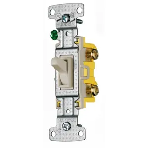 HUBBELL WIRING DEVICE-KELLEMS RS315SAL Toggle Switch, Three Way, 15A, 120VAC, Almond | CE6RVG