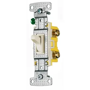 HUBBELL WIRING DEVICE-KELLEMS RS115SLA Toggle Switch, Single Pole, 15A, 120VAC | BD2PBK