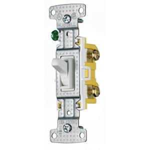 HUBBELL WIRING DEVICE-KELLEMS RS115W Toggle Switch, Single Pole, 15A, 120VAC, White | BC9JAL