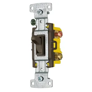 HUBBELL WIRING DEVICE-KELLEMS RS315 Toggle Switch, Three Way, 15A, 120VAC, Brown | BD3TZU