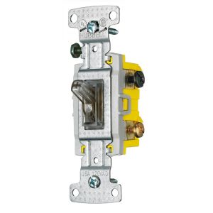 HUBBELL WIRING DEVICE-KELLEMS RS315ILC Toggle Switch, Three Way, 15A, 120VAC,, Clear | BD2XMU