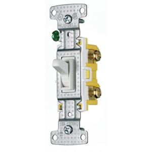 HUBBELL WIRING DEVICE-KELLEMS RS315ILW Toggle Switch, Three Way, 15A, 120VAC, White | BC9NLW