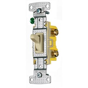 HUBBELL WIRING DEVICE-KELLEMS RS315SI Toggle Switch, Three Way, 15A, 120VAC, Ivory | BD2LAB