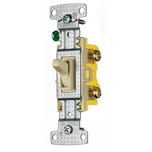 HUBBELL WIRING DEVICE-KELLEMS RS315SI Toggle Switch, Three Way, 15A, 120VAC, Ivory | BD2LAB