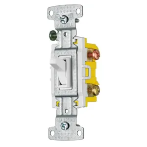 HUBBELL WIRING DEVICE-KELLEMS RS315W Toggle Switch, Three Way, 15A, 120VAC, White | BD2PXG