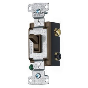 HUBBELL WIRING DEVICE-KELLEMS RS415 Toggle Switch, Four Way, 15A, 120VAC, Brown | BD2WTG