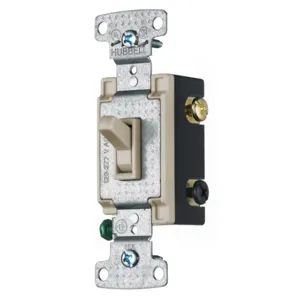 HUBBELL WIRING DEVICE-KELLEMS RS415AL Toggle Switch, Four Way, 15A, 120VAC, Almond | CE6RVH