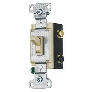 HUBBELL WIRING DEVICE-KELLEMS RS415I Toggle Switch, Four Way, 15A, 120VAC, Ivory | BC9HKV