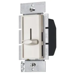 HUBBELL WIRING DEVICE-KELLEMS RS600LA Dimmer Switch, Slider, Single Pole, 600W, 120V, Light Almond | AZ4QVM