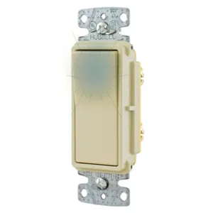 HUBBELL WIRING DEVICE-KELLEMS RSD115ILI Rocker Switch, Illuminated Single Pole, 15A, 120/277VAC, Push Back And Side | BD6DFC