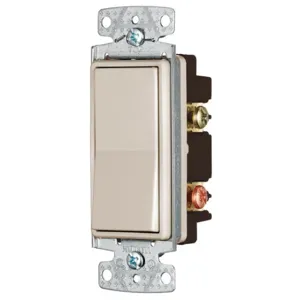 HUBBELL WIRING DEVICE-KELLEMS RSD215AL Rocker, Double Pole, 15A, 120/277VAC, Almond | BD4UEM