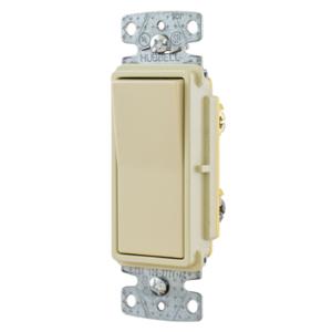 HUBBELL WIRING DEVICE-KELLEMS RSD315I Rocker Switch, Three Way, 15A, 120/277VAC, Push Bac Kand Side Wired, Ivory | BD2ZPJ