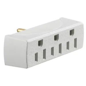 HUBBELL WIRING DEVICE-KELLEMS RT300W Adapter, Single To 3 Outlet, 15 A, White | CE6YDM