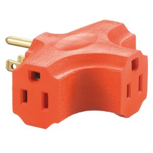HUBBELL WIRING DEVICE-KELLEMS RT303 Adapter, Single To 3 Outlet, 15 A, Orange | CE6YDN