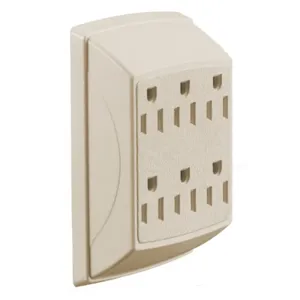 HUBBELL WIRING DEVICE-KELLEMS RT600I Adapter, Duplex To 6 Outlet, 15 A, Ivory | CE6YDP