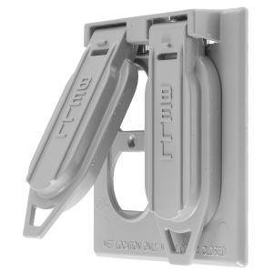 HUBBELL WIRING DEVICE-KELLEMS RW51320 Weatherproof Cover, 2-Gang, Duplex Opening, Vertical, Gray | BC9RWW