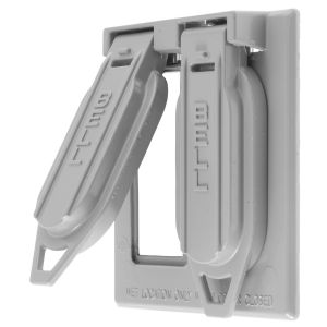 HUBBELL WIRING DEVICE-KELLEMS RW51330 Weatherproof Cover, 2-Gang, Rectangular And Duplex Opening, Vertical, Gray | BD4ATW