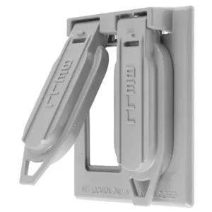 HUBBELL WIRING DEVICE-KELLEMS RW51330 Weatherproof Cover, 2-Gang, Rectangular And Duplex Opening, Vertical, Gray | BD4ATW