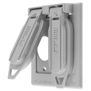 HUBBELL WIRING DEVICE-KELLEMS RW51380 Weatherproof Cover, 2-Gang, 1.40 Inch Opening, Vertical, Gray | BC8CVL