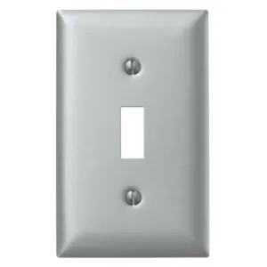 HUBBELL WIRING DEVICE-KELLEMS SA1 Wallplate, 1-Gang, 1 Toggle Opening, Standard Size, Aluminium | AE7LKN 5Z992