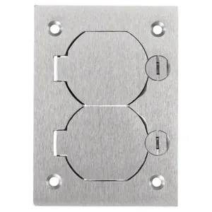 HUBBELL WIRING DEVICE-KELLEMS SA3825 Floor Box Cover Rectangular Duplex Alum | AB9HMQ 2DDX3