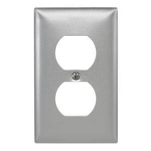 HUBBELL WIRING DEVICE-KELLEMS SA8 Wallplate, 1-Gang, For 15 Amp 2 And 3 Wire Devices, Aluminium | AE3BWP 5C226