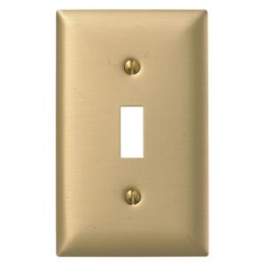 HUBBELL WIRING DEVICE-KELLEMS SB1 Wallplate, 1-Gang, 1 Toggle Opening, Standard Size, Brass | AE7LKP 5Z993