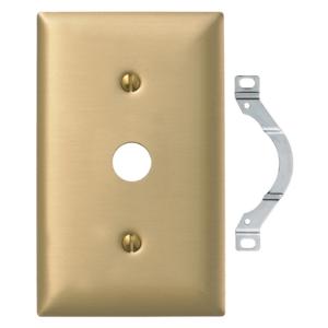 HUBBELL WIRING DEVICE-KELLEMS SB12 Wallplate, 1-Gang, 0.64 Inch Opening, 1 Decorator Opening, Standard Size, Brass | BC8FXF