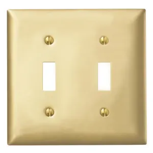 HUBBELL WIRING DEVICE-KELLEMS SB2 Wallplate, 1-Gang, 1 Duplex Opening, Standard Size, Brass | BD2UTA