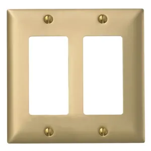 HUBBELL WIRING DEVICE-KELLEMS SB262 Wall Plate, 2- Gang, Two Gfci Opening, Standard Size, Brass | AD7AQD 4D147