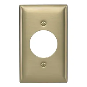 HUBBELL WIRING DEVICE-KELLEMS SB720 Wallplate, 1-Gang, For 20 And 30 Amp 3, 4 And 5 Wire Devices, Brass | BC9EZQ