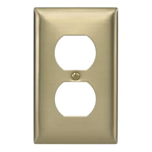 HUBBELL WIRING DEVICE-KELLEMS SB8 Wallplate, 1-Gang, For 15 Amp 2 And 3 Wire Devices, Brass | AE3BWQ 5C227