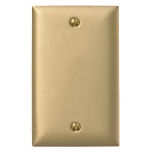 HUBBELL WIRING DEVICE-KELLEMS SBP13 Wallplate, 1-Gang, Blank, Standard Size, Brass Plated Steel | BD3NYZ