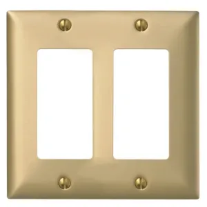 HUBBELL WIRING DEVICE-KELLEMS SBP262 Wallplate, 2-Gang, 2 Decorator Openings, Standard Size, Brass Plated Steel | BC8NCT