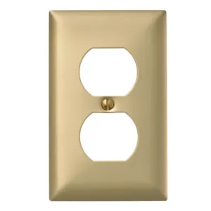 HUBBELL WIRING DEVICE-KELLEMS SBP8 Wallplate, 1-Gang, 1.40 Inch Opening, Standard Size, Brass Plated Steel | BC8ZMB