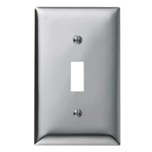 HUBBELL WIRING DEVICE-KELLEMS SCH1 Wallplate, 1-Gang, 1 Toggle Opening, Standard Size, Chrome Plated Steel | BC8HUQ