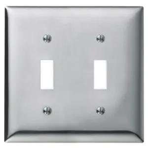 HUBBELL WIRING DEVICE-KELLEMS SCH2 Wallplate, 2-Gang, 2 Toggles, Standard Size, Chrome Plated Steel | BC9QTV