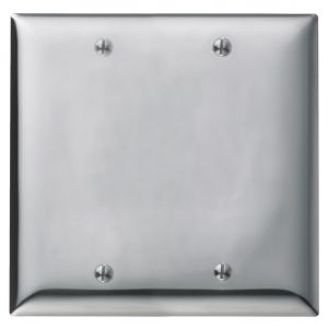 HUBBELL WIRING DEVICE-KELLEMS SCH23 Wallplate, 2-Gang, Blank, Standard Size, Chrome Plated Steel | BC8PMJ