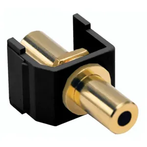 HUBBELL WIRING DEVICE-KELLEMS SF35GFFBK Keystone 3.5mm Stereo Jack, Gold, Female To Female, Black | CE6MZV